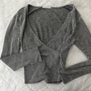 Caution To The Wind Black and White Striped Blouse